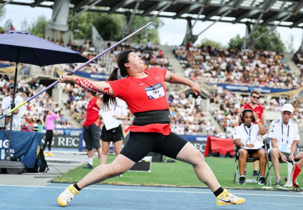 (260629) -- PARIS, June 29, 2026 -- Yan Ziyi of China competes during the women s javelin throw final at the 2026 World Athletics Diamond League in Paris, France, June 28, 2026. ) (SP)FRANCE-PARIS-ATHLETICS-DIAMOND LEAGUE 2026 WuxHuiwo 