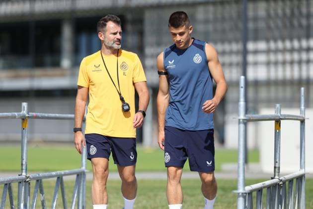 Club Brugge Training WESTKAPELLE, BELGIUM - JUNE 29 : Leko Ivan head coach of Club Brugge, Tresoldi Nicolo forward of Club Brugge Players of Club Brugge having their first training of the season pictured on June 29, 2026 in Westkapelle, Belgium, 29-06-26 Westkapelle Belgium  Copyright: xXpix