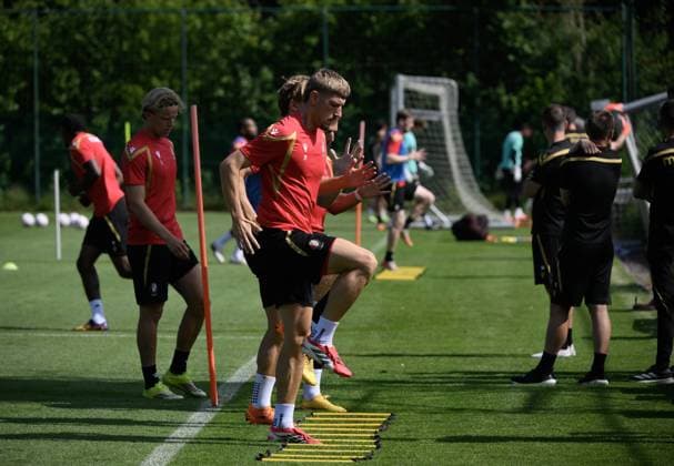 Standard s Daan Dierckx pictured during a training session of Belgian first division soccer team Standard de Liege, on Monday 29 June 2026 in Liege, in preparation of the upcoming 2026-2027 Belgian first division soccer season. JOHNxTHYS  x179849428x