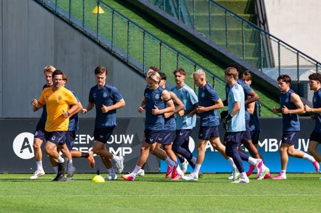 Club s players pictured in action during a training session of Belgian first division soccer team Club Brugge, on Monday 29 June 2026 in Brugge, in preparation of the upcoming 2026-2027 Belgian first division soccer season. KURTxDESPLENTER  x179852823x