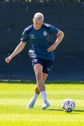 Club s Hugo Siquet pictured in action during a training session of Belgian first division soccer team Club Brugge, on Monday 29 June 2026 in Brugge, in preparation of the upcoming 2026-2027 Belgian first division soccer season. KURTxDESPLENTER  x179852937x