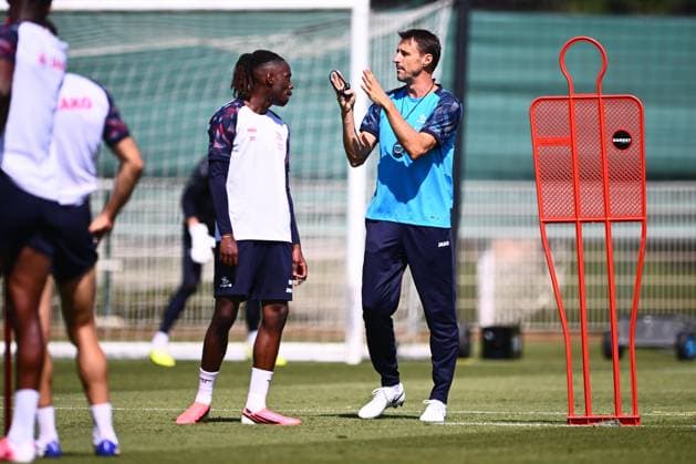 OH LEUVEN - FIRST TRAINING SESSION 2026-2027 OUD-HEVERLEE, BELGIUM - JUNE 29 : TIMMY SIMONS during the first training Session of OH Leuven prior the 2026-2027 Jupiler Pro League Season. on June 29, 2026 in Oud HEverlee, Belgium, 29 06 2026 Oud-Heverlee Belgium  Copyright: xGvgx