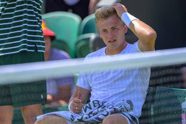 Day One: The Championships - Wimbledon 2026 LONDON, ENGLAND JUNE 29 - Andrey Rublev of Russialooks dejected during Gentlemen s Single First Round against Rafael Jodar of Spain during The Wimbledon Lawn Tennis Championship at Wimbledon on June 29, 2026 in London, England. (Photo by Keeran Marquis)  Copyright: xKeeranxMarquis Fotoarena SPPx Sportspressphoto_SPR179839
