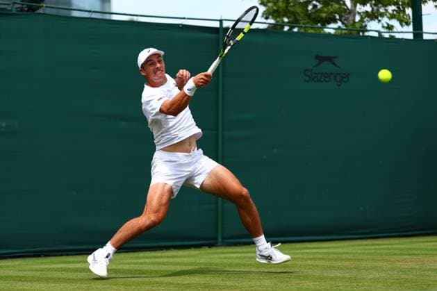 Oliver Tarvet during his first round match Wimbledon Tennis Championships, Day 1, The All England Lawn Tennis and Croquet Club, London, UK - 29 Jun 2026London The All England Lawn Tennis and United Kingdom  Copyright: xJamesxMarsh Shutterstockx 16964101aw