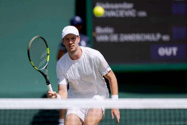 2026-06-29 The Championships - Wimbledon 2026 - Day One LONDON, UNITED KINGDOM - JUNE 29: Botic van de Zandschulp of the Netherlands during Day One of the The Championships - Wimbledon 2026 at All England Lawn Tennis and Croquet Club on June 29, 2026 in London, England. (Photo by Marleen Fouchier BSR Agency) London United Kingdom Content not available for redistribution in The Netherlands directly or indirectly through any third parties. Copyright: xBSRxAgencyx