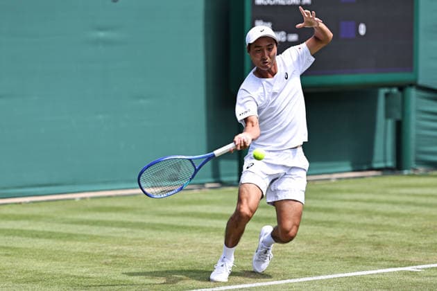 Shintaro Mochizuki, JPN , during first round of 2026 All England Lawn Tennis Championships at Wimbledon, mens singles, London, 29 06 2026; - *** Shintaro Mochizuki, JPN, during the first round of the 2026 All England Lawn Tennis Championships at Wimbledon, men s singles, London, June 29, 2026 
