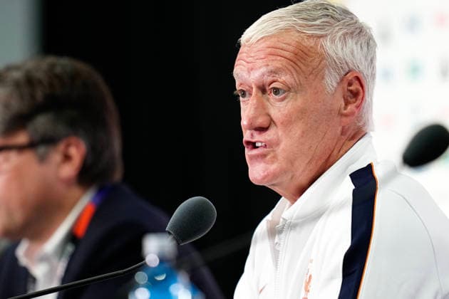 NEW JERSEY, USA 20260629 France national team, Nationalteam captain Didier Deschamps during a press conference, PK, Pressekonferenz in New Jersey ahead of the round of 16 match against Sweden during the World Cup. ***The image is included in the SPORTS PACKAGE. For others PAYMENT IMAGE*** NEW JERSEY USA x9200x *** NEW JERSEY, USA 20260629 France national team captain Didier Deschamps during a press conference in New Jersey ahead of the Round of 16 match against Sweden during the World Cup ***This image is included in the SPORTS PACKAGE. For other images, please contact us for pricing.*** NEW JERSEY, USA x9200x  Copyright: xBjörnxLarssonxRosvall TTx WORLD CUP PRESS CONFERENCE NEW JERSEY