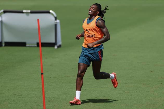 FIFA World Cup, WM, Weltmeisterschaft, Fussball 2026 - Portugal training Portugal soccer team player Rafael Leao during the training session at the training site at Garden District Park for the FIFA World Cup 2026, Palm Beach, Florida, USA, 29 June 2026. Portgual plays a round of 32 match on 03 July against Croatia. Palm Beach Florida United States  Copyright: xMIGUELxA.xLOPESx