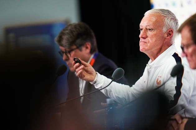 NEW JERSEY, USA 20260629 France national team, Nationalteam captain Didier Deschamps during a press conference, PK, Pressekonferenz in New Jersey ahead of the round of 16 match against Sweden during the World Cup. ***The image is included in the SPORTS PACKAGE. For others PAYMENT IMAGE*** NEW JERSEY USA x9200x *** NEW JERSEY, USA 20260629 France national team captain Didier Deschamps during a press conference in New Jersey ahead of the Round of 16 match against Sweden during the World Cup ***This image is included in the SPORTS PACKAGE. For other images, please contact us for pricing.*** NEW JERSEY, USA x9200x  Copyright: xBjörnxLarssonxRosvall TTx WORLD CUP PRESS CONFERENCE NEW JERSEY