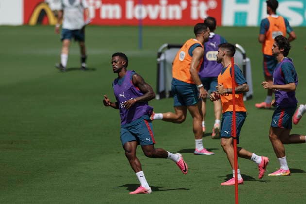 FIFA World Cup, WM, Weltmeisterschaft, Fussball 2026 - Portugal training Portugal soccer team player Nelson Semedo during the training session at the training site at Garden District Park for the FIFA World Cup 2026, Palm Beach, Florida, USA, 29 June 2026. Portgual plays a round of 32 match on 03 July against Croatia. Palm Beach Florida United States  Copyright: xMIGUELxA.xLOPESx