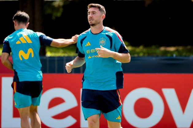 Player of Spain Aymeric Laporte reacts during the team s training session in Chattanooga, Tenesse, US, at the 2026 FIFA World Cup, WM, Weltmeisterschaft, Fussball on 29 June 2026. Training session of Spain in Chattanooga !ACHTUNG: NUR REDAKTIONELLE NUTZUNG!  Copyright: xLavandeiraxJr.x GRAF7737 20260629-55020746679_1