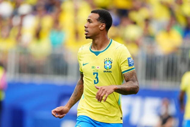 Brazil v Japan - FIFA World Cup, WM, Weltmeisterschaft, Fussball 2026 - Round of 32 HOUSTON, USA - JUNE 29: Gabriel Magalhaes of Brazil in action during the FIFA World Cup 2026 Round of 32 match between Brazil and Japan at Houston Stadium (NRG Stadium) on June 29, 2026 in Houston, Texas. Hakan Akgun Anadolu Texas United States. Editorial use only. Please get in touch for any other usage.  Copyright: x2026xAnadoluxHakanxAkgunx