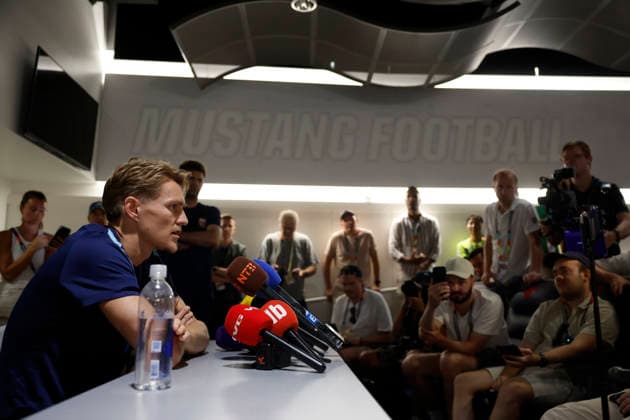 Norway national team, Nationalteam midfielder Martin Odegaard during the press conference, PK, Pressekonferenz at Southern Methodist University in Dallas, United States, 29 June 2026. Norway national team press conference !ACHTUNG: NUR REDAKTIONELLE NUTZUNG!  Copyright: xMariscalx GRAF7745 20260629-55020747120_1