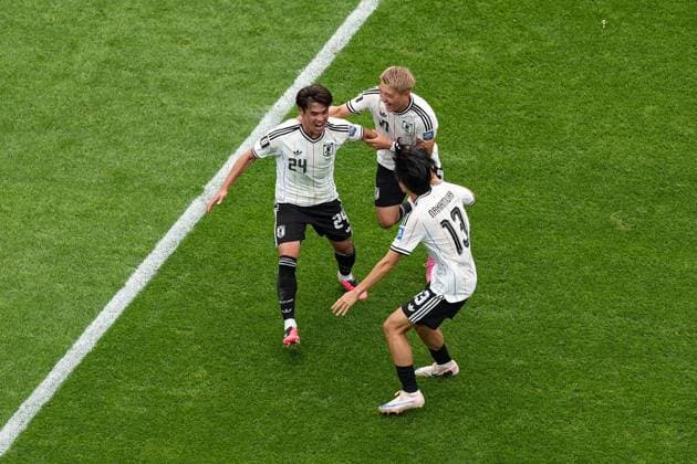 Kaishu Sano of Japan celebrates his goal with his teammates Brazil v Japan, 2026 FIFA World Cup, WM, Weltmeisterschaft, Fussball Round of 32, Football, Houston Stadium, Houston, Texas, USA - 29 Jun 2026Houston Houston Stadium Texas (TX) United States of America  Copyright: xIsmaelxAdnan Shutterstockx 16968921ak