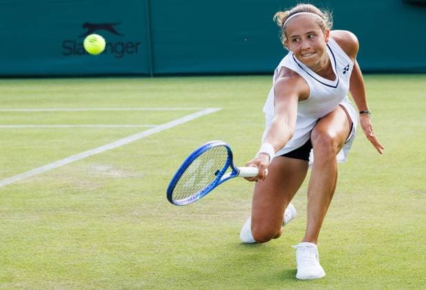 Belgian Hanne Vandewinkel pictured in action during a first roung game between Belgian Vandewinkel WTA, Tennis Damen 103) and US Liu (WTA 146) in the Ladies singles at Wimbledon grand slam tennis tournament in London, Britain, Monday 29 June 2026. BENOITxDOPPAGNE  x179893916x