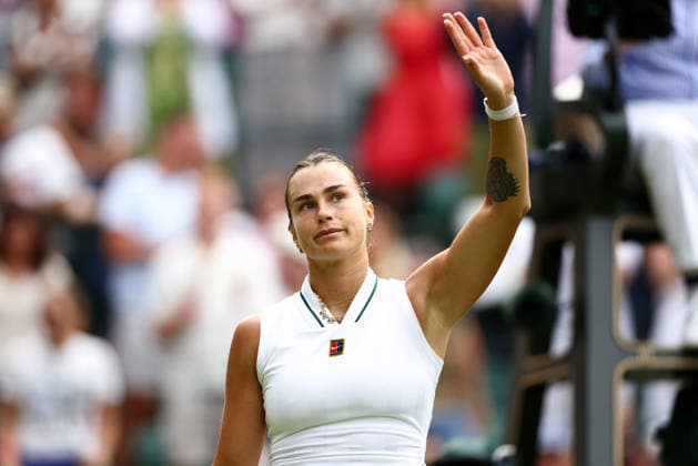 Aryna Sabalenka celebrates winning her first round match Wimbledon Tennis Championships, Day 1, The All England Lawn Tennis and Croquet Club, London, UK - 29 Jun 2026London The All England Lawn Tennis and United Kingdom  Copyright: xJamesxMarsh Shutterstockx 16964101gf