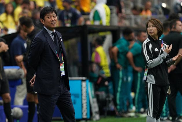Japan head coach Hajime Moriyasu during the 2026 FIFA World Cup, WM, Weltmeisterschaft, Fussball round-of-32 soccer match between Brazil and Japan, in Houston, United States, 29 June 2026. 2026 FIFA World Cup - round of 32 - Brazil vs. Japan !ACHTUNG: NUR REDAKTIONELLE NUTZUNG!  Copyright: xCarlosxRamirezx GRAF7778 20260629-55020747374_1