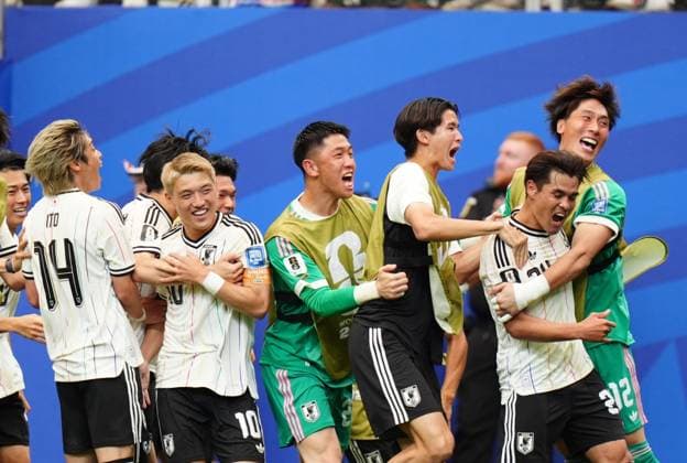 Brazil v Japan - FIFA World Cup, WM, Weltmeisterschaft, Fussball 2026 - Round of 32 HOUSTON, USA - JUNE 29: Kaishu Sano (24) of Japan celebrates with teammates after scoring a goal during the FIFA World Cup 2026 Round of 32 match between Brazil and Japan at Houston Stadium (NRG Stadium) on June 29, 2026 in Houston, Texas. Hakan Akgun Anadolu Texas United States. Editorial use only. Please get in touch for any other usage.  Copyright: x2026xAnadoluxHakanxAkgunx