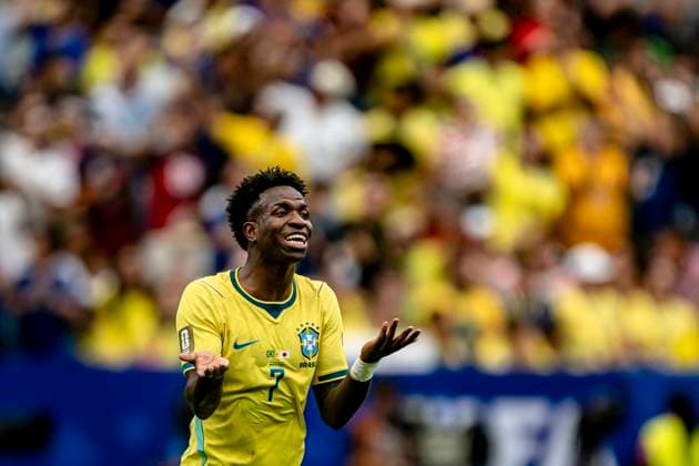 HOUSTON - Vinicius Junior of Brazil during the 2026 World Cup match between Brazil and Japan at Houston Stadium on June 29, 2026, in Houston, United States. (Photo by Stefan Koops EYE4IMAGES DeFodi Images) - *** HOUSTON: Vinicius Junior of Brazil during the 2026 World Cup match between Brazil and Japan at Houston Stadium on June 29, 2026, in Houston, United States. Photo by Stefan Koops, EYE4IMAGES, DeFodi Images