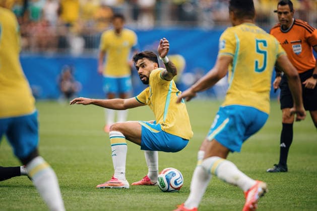 Brasil x Japão HOUSTON, TX - 29.06.2026: BRASIL X JAPaO - Lucas Paqueta of Brazil during the match between Brazil and Japan, valid for the Round of 32 of the 2026 World Cup, held at NRG Stadium in Houston, United States. (Photo: Marcelo Machado de Melo Fotoarena) x2974134x  MarceloxMachadoxdexMelo