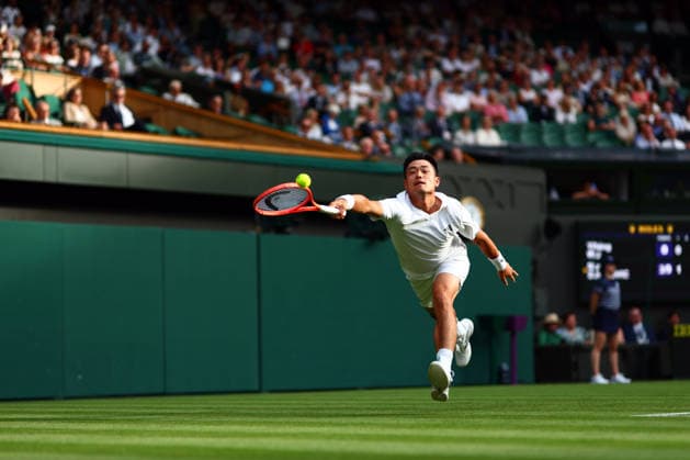 Yibing Wu during his first round match Wimbledon Tennis Championships, Day 1, The All England Lawn Tennis and Croquet Club, London, UK - 29 Jun 2026London The All England Lawn Tennis and United Kingdom  Copyright: xJamesxMarsh Shutterstockx 16964101he