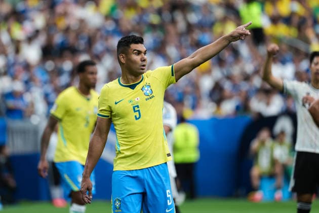Casemiro of Brazil gestures during a FIFA Men’s World Cup 2026 round of 32 football match between Brazil and Japan at Houston Stadium, in Houston on June 29th 2026 (Photo by Leo Barrilari SPP)  Copyright: xLeoxBarrilari SPPx Sportspressphoto_SPR180149