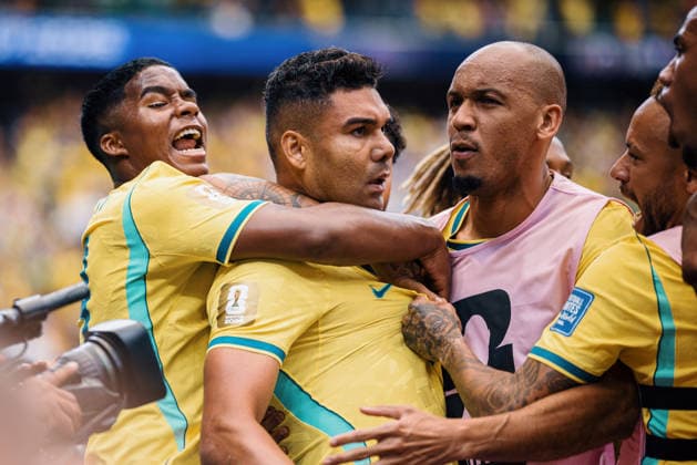 Brasil x Japão HOUSTON, TX - 29.06.2026: BRASIL X JAPaO - Casemiro of Brazil celebrates after scoring a goal during the match between Brazil and Japan, valid for the Round of 32 of the 2026 World Cup, held at NRG Stadium in Houston, United States. (Photo: Marcelo Machado de Melo Fotoarena) x2974206x  MarceloxMachadoxdexMelo