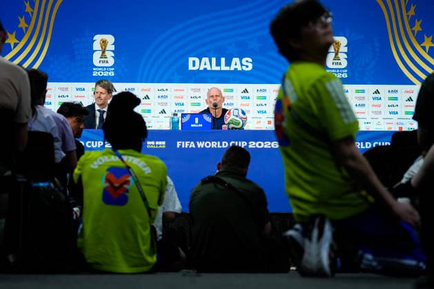 World Cup 2026 Dallas, Texas , USA 20260629. national team, Nationalteam manager Stale Solbakken at a press conference, PK, Pressekonferenz the day before the round of 16 match in the World Cup between Norway and Ivory Coast in Dallas. Photo: Fredrik Varfjell NTB Dallas, Texas United States EDITORIAL USE ONLY. RESTRICTED USE FOR BETTING COMPANIES Ref:_SPOe0PFHA6ofF4.jpg *** 2026 World Cup, Dallas, Texas, USA 20260629 National team manager Stale Solbakken at a press conference the day before the World Cup round of 16 match between Norway and Ivory Coast in Dallas. Photo: Fredrik Varfjell, NTB. Dallas, Texas, United States. EDITORIAL USE ONLY. RESTRICTED USE FOR BETTING COMPANIES.  Copyright: xFredrikxVarfjellx xNTBx