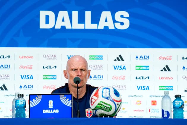 World Cup 2026 Dallas, Texas , USA 20260629. national team, Nationalteam manager Stale Solbakken at a press conference, PK, Pressekonferenz the day before the round of 16 match in the World Cup between Norway and Ivory Coast in Dallas. Photo: Fredrik Varfjell NTB Dallas, Texas United States EDITORIAL USE ONLY. RESTRICTED USE FOR BETTING COMPANIES Ref:_SPOSmyuSUukfuA.jpg *** 2026 World Cup, Dallas, Texas, USA 20260629 National team manager Stale Solbakken at a press conference the day before the World Cup round of 16 match between Norway and Ivory Coast in Dallas. Photo: Fredrik Varfjell, NTB. Dallas, Texas, United States. EDITORIAL USE ONLY. RESTRICTED USE FOR BETTING COMPANIES.  Copyright: xFredrikxVarfjellx xNTBx