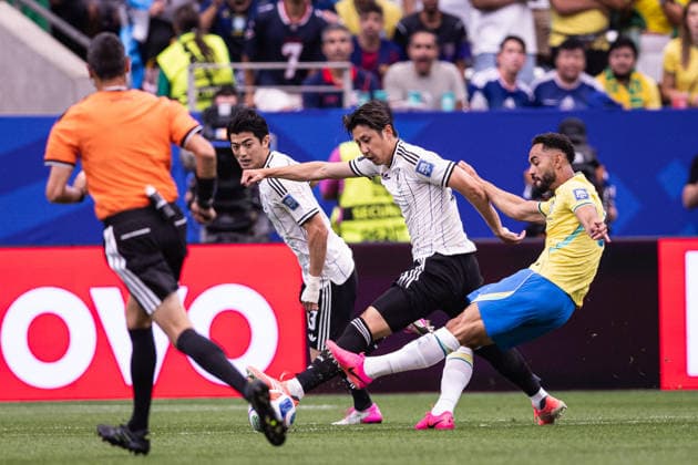 Brazil v Japan: round of 32 - FIFA World Cup, WM, Weltmeisterschaft, Fussball 2026 HOUSTON, TEXAS - JUNE 29: Matheus Cunha 9 of Brazil shoots the ball during the FIFA World Cup 2026 round of 32 match between Brazil and Japan at Houston Stadium on June 29, 2026 in Houston, USA. (Photo by Victor Monteiro PxImages) Houston Houston Stadium Texas USA Copyright: xVictorxMonteirox