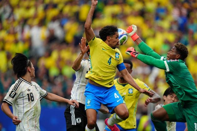 Brazil v Japan - FIFA World Cup, WM, Weltmeisterschaft, Fussball 2026 - Round of 32 HOUSTON, USA - JUNE 29: Marquinhos of Brazil in action during the FIFA World Cup 2026 Round of 32 match between Brazil and Japan at Houston Stadium (NRG Stadium) on June 29, 2026 in Houston, Texas. Hakan Akgun Anadolu Texas United States. Editorial use only. Please get in touch for any other usage.  Copyright: x2026xAnadoluxHakanxAkgunx