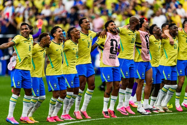 260629 Players of Brazil celebrates after the FIFA World Cup, WM, Weltmeisterschaft, Fussball 2026 round of 32 football match between Brazil and Japan on June 29, 2026 in Houston. Photo: Ludvig Thunman BILDBYRAN kod LT LT0809 fotboll football soccer fotball vm fotbolls-vm fotball-vm fotbolls-vm 2026 fifa world cup 2026 sextondelsfinal round of 32 day 19 bbeng jubel *** June 29, 2026: Brazilian players celebrate after the FIFA World Cup 2026 Round of 32 soccer match between Brazil and Japan on June 29, 2026 in Houston. Photo by Ludvig Thunman. BILDBYRAN code LT LT0809 soccer football fotball World Cup soccer World Cup 2026 FIFA World Cup 2026 Round of 32 Day 19 BBENG celebration  Copyright: LUDVIGxTHUNMAN BB260629LT075