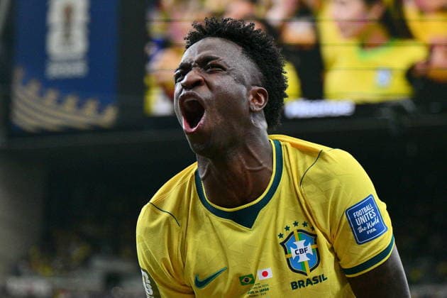 FIFA World Cup, WM, Weltmeisterschaft, Fussball 2026 - Round of 32 - Brazil vs Japan Vinicius Junior of Brazil celebrates after the team scored the 2-1 goal during the FIFA World Cup 2026 Round of 32 match Brazil against Japan, in Houston, USA, 29 June 2026. HOUSTON United States  Copyright: xSAMxWASSONx