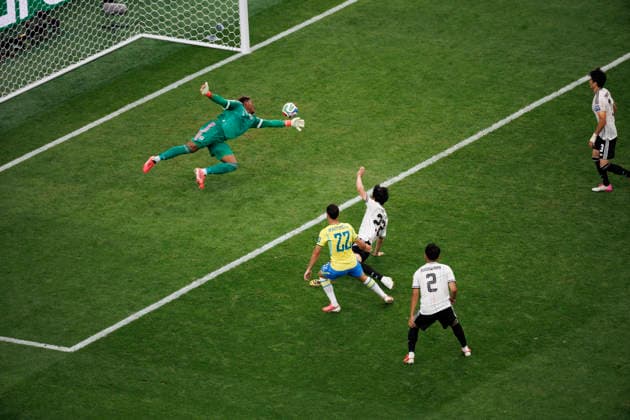 Gabriel Martinelli seen scoring goal during FIFA World Cup, WM, Weltmeisterschaft, Fussball 2026 Round of 32 game between national teams of Brazil and Japan (Grzegorz Wajda Ball Raw Images) Houston Houston Stadium USA Copyright: xGrzegorzxWajdax grzegorzwajda_brazil_japan_2526_5-3