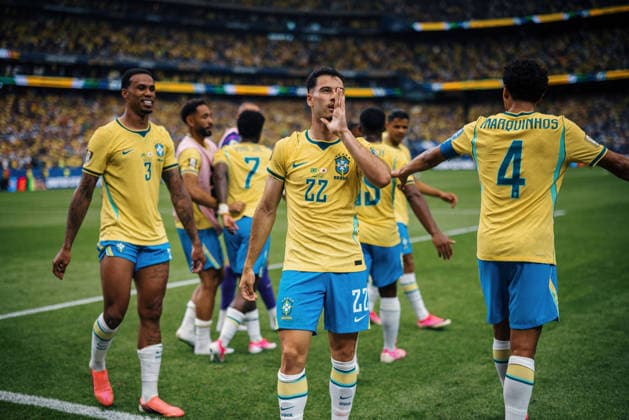 Brasil x Japão HOUSTON, TX - 29.06.2026: BRASIL X JAPaO - Gabriel Martinelli of Brazil celebrates after scoring a goal during the match between Brazil and Japan, valid for the Round of 32 of the 2026 World Cup, held at NRG Stadium in Houston, United States. (Photo: Marcelo Machado de Melo Fotoarena) x2974231x  MarceloxMachadoxdexMelo