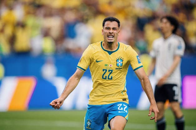 Brasil x Japão HOUSTON, TX - 29.06.2026: BRASIL X JAPaO - Gabriel Martinelli of Brazil celebrates after scoring the winning goal in the match between Brazil and Japan, valid for the Round of 32 of the 2026 World Cup, held at NRG Stadium in Houston, United States. (Photo: Marcelo Machado de Melo Fotoarena) x2974243x  MarceloxMachadoxdexMelo
