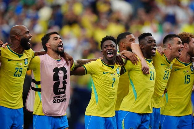 Brazil v Japan - FIFA World Cup, WM, Weltmeisterschaft, Fussball 2026 - Round of 32 HOUSTON, USA - JUNE 29: Players of Brazil celebrate after winning the FIFA World Cup 2026 Round of 32 match between Brazil and Japan at Houston Stadium (NRG Stadium) on June 29, 2026 in Houston, Texas. Hakan Akgun Anadolu Texas United States. Editorial use only. Please get in touch for any other usage.  Copyright: x2026xAnadoluxHakanxAkgunx