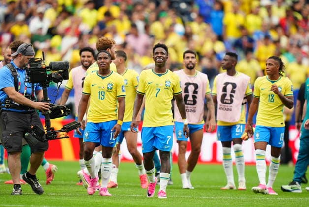 Brazil v Japan - FIFA World Cup, WM, Weltmeisterschaft, Fussball 2026 - Round of 32 HOUSTON, USA - JUNE 29: Players of Brazil celebrate after winning the FIFA World Cup 2026 Round of 32 match between Brazil and Japan at Houston Stadium (NRG Stadium) on June 29, 2026 in Houston, Texas. Hakan Akgun Anadolu Texas United States. Editorial use only. Please get in touch for any other usage.  Copyright: x2026xAnadoluxHakanxAkgunx