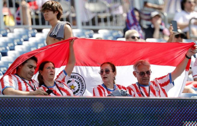 FIFA World Cup, WM, Weltmeisterschaft, Fussball 2026 - Round of 32 - Germany vs Paraguay Fans of Paraguay before the FIFA World Cup 2026 Round of 32 match Germany against Paraguay, in Boston, USA, 29 June 2026. FOXBOROUGH United States  Copyright: xSHAWNxTHEWx
