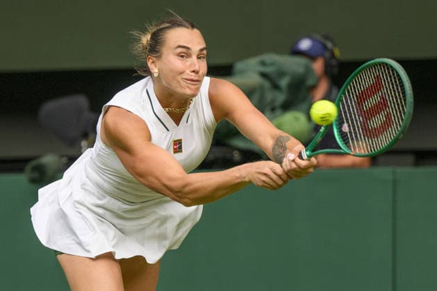Wimbledon Tennis Championships 2026 - Day 1 LONDON, UNITED KINGDOM - JUNE 29: Aryna Sabalenka in action against Teodora Kostovic (not seen) of Serbia in the Women s Singles first round match during day one of The Wimbledon Tennis Championships 2026 at All England Lawn Tennis and Croquet Club on June 29, 2026 in London, United Kingdom. Ray Tang Anadolu London United Kingdom. Editorial use only. Please get in touch for any other usage.  Copyright: x2026xAnadoluxRayxTangx