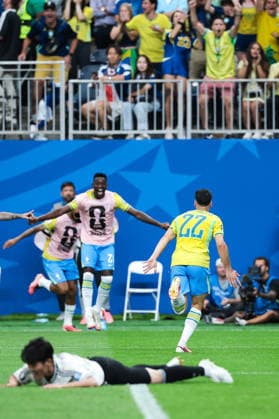 Gabriel Martinelli of Brazil celebrates after scoring the team s second goal during a FIFA Men’s World Cup 2026 round of 32 football match between Brazil and Japan at Houston Stadium, in Houston on June 29th 2026 (Photo by Leo Barrilari SPP)  Copyright: xLeoxBarrilari SPPx Sportspressphoto_SPR180255