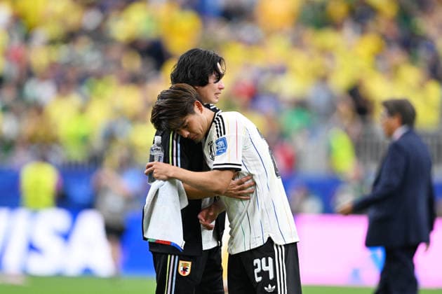 (L-R) Takumi Minamino (JPN), Kaishu Sano (JPN), JUNE 29, 2026 - Football Soccer : FIFA World Cup, WM, Weltmeisterschaft, Fussball 2026 Round of 32 match between Brazil 2-1 Japan at Houston Stadium in Houston, Texas, USA.  aflo_336296485 KenjiroxMatsuox