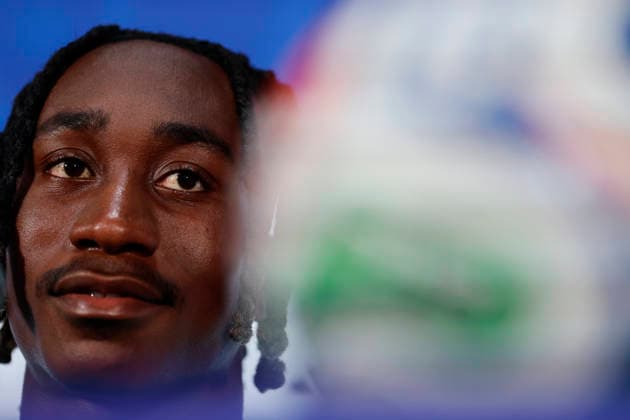 Yan Diomande of Ivory Coast reacts during a press conference, PK, Pressekonferenz in Dallas, USA, 29 June 2026. Ivory Coast national team, Nationalteam Press Conference !ACHTUNG: NUR REDAKTIONELLE NUTZUNG!  Copyright: xMariscalx AMDEP7701 20260629-55020748697008_1008
