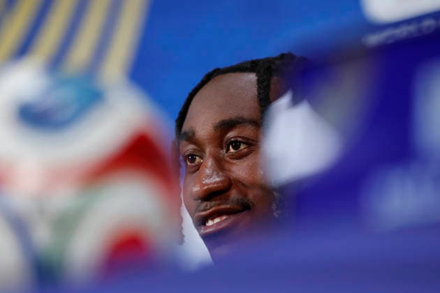 Yan Diomande of Ivory Coast reacts during a press conference, PK, Pressekonferenz in Dallas, USA, 29 June 2026. Ivory Coast national team, Nationalteam Press Conference !ACHTUNG: NUR REDAKTIONELLE NUTZUNG!  Copyright: xMariscalx AMDEP7698 20260629-55020748698008_1008
