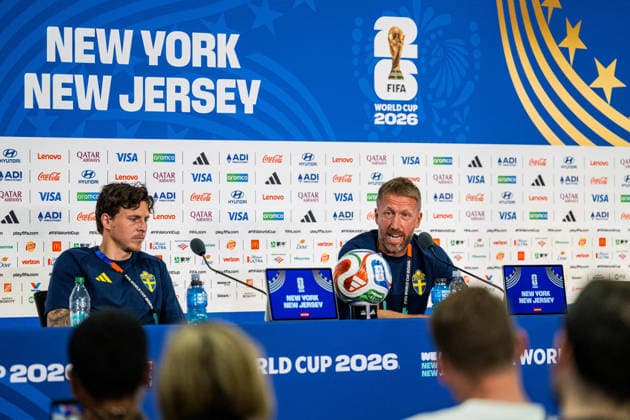 260629 Victor Nilsson Lindelöf and Graham Potter of the Swedish national football team at a press conference, PK, Pressekonferenz during day 19 of the FIFA World Cup, WM, Weltmeisterschaft, Fussball 2026 on June 29, 2026 in New Jersey. Photo: Petter Arvidson BILDBYRAN kod PA PA1267 fotboll football soccer fotball vm fotbolls-vm fotball-vm fotbolls-vm 2026 fifa world cup 2026 presskonferens press conference sverige sweden sverige a day 19 bbeng *** 260629 Victor Nilsson Lindelöf and Graham Potter of the Swedish national soccer team at a press conference on Day 19 of the 2026 FIFA World Cup on June 29, 2026 in New Jersey. Photo by Petter Arvidson, BILDBYRAN, code PA PA1267. soccer, football, fotball, World Cup, FIFA World Cup 2026, press conference, Sweden, sverige, sverige on day 19 bbeng  Copyright: PETTERxARVIDSON BB260629PA118