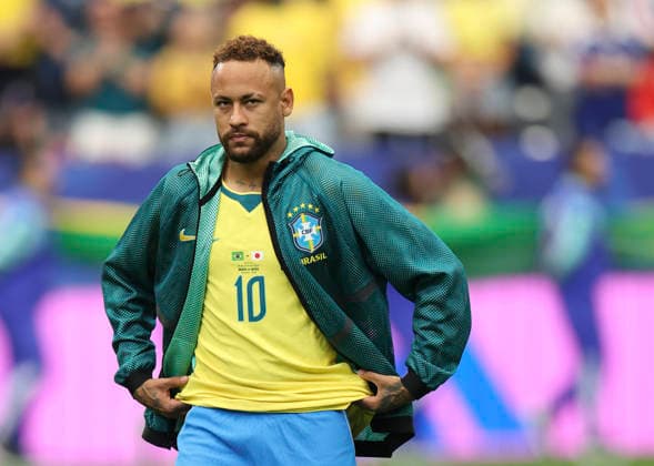 (260630) -- HOUSTON, June 30, 2026 -- Neymar of Brazil is pictured before the round of 32 match between Brazil and Japan at the 2026 FIFA World Cup, WM, Weltmeisterschaft, Fussball at Houston Stadium in Houston, the United States, June 29, 2026. ) (SP)U.S.-HOUSTON-FOOTBALL-FIFA WORLD CUP-ROUND OF 32-BRA VS JPN LixMing 