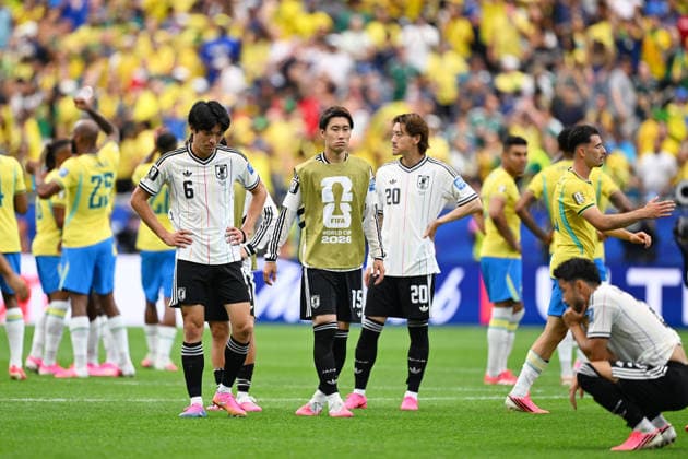 Japan team group, Mannschaftsbild, Totale (JPN), (L-R) Shuto Machino (JPN), Daichi Kamada (JPN), Ayumu Seko (JPN), JUNE 29, 2026 - Football Soccer : FIFA World Cup, WM, Weltmeisterschaft, Fussball 2026 Round of 32 match between Brazil 2-1 Japan at Houston Stadium in Houston, Texas, USA.  aflo_336300320 KenjiroxMatsuox