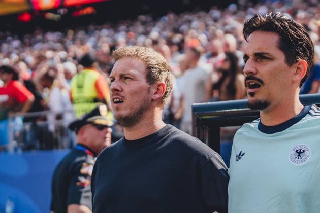 FIFA Fussball Weltmeisterschaft 2026, Sechszehntelfinale, Deutschland vs. Paraguay, 29.06.2026, Boston Stadium Julian Nagelsmann (Deutschland) Nationalhymne *** 2026 FIFA World Cup, Round of 32, Germany vs. Paraguay, June 29, 2026, Boston Stadium, Julian Nagelsmann, German National Anthem Copyright: xBahhoxKarax