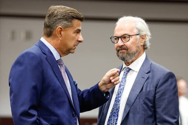 June 29, 2026, Tampa, Florida, USA: R. Timothy Jansen, left, and Harvey Steinberg, defense attorneys for Terrion Arnold, a Detroit Lions cornerback, chat with each other before ArnoldÃ¢â‚¬â ¢s pretrial detention hearing inside courtroom 1 of the Hillsborough County Courthouse on Monday, June 29, 2026, in Tampa. Tampa USA - ZUMAs70_ 0860331542st Copyright: xJeffereexWoox