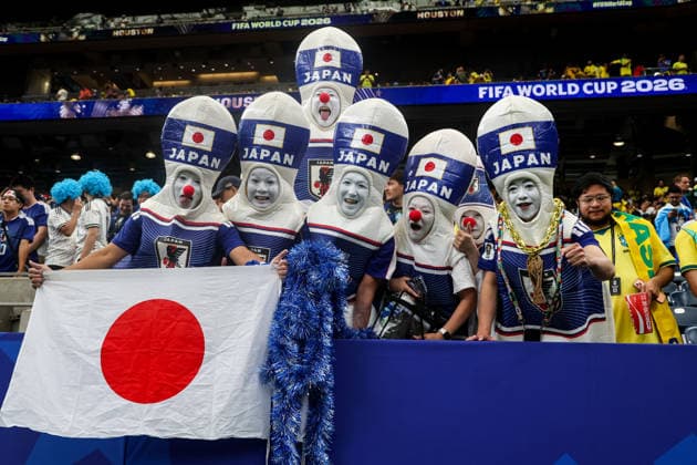 HOUSTON, TEXAS - JUNE 29: supporters of Japan show their support prior to the FIFA World Cup, WM, Weltmeisterschaft, Fussball 2026 Round Of 32 match between Brazil and Japan at Houston Stadium on June 29, 2026 in Houston, Texas.  Copyright: xMBxMediax